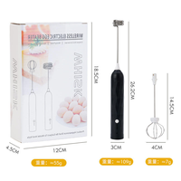 Mousseur à lait portatif pour café, fouet électrique rechargeable avec 2 têtes de mélange, 3 vitesses, mélangeur de boissons, mousseur à café