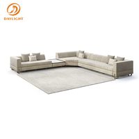Neueste Designs Moderne Luxus-Villa & Hotel Beige-Braune Leder L-förmige Ecksofa-Sets Maßgefertigte Möbel