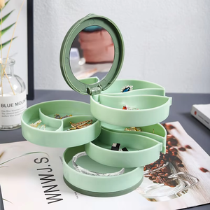 Tree Rotating Expandable Jewelry Box Round Multi-Layer Mirror Earring <b>Ring</b> Organizer - Product Image 6