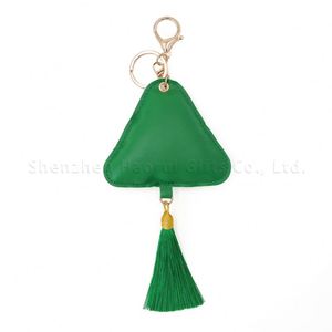 Cute Food Shaped Bag Charm Triangle Keychain with <b>Tassel</b> PU Leather Zongzi <b>Key</b> Charms - Product Image 3