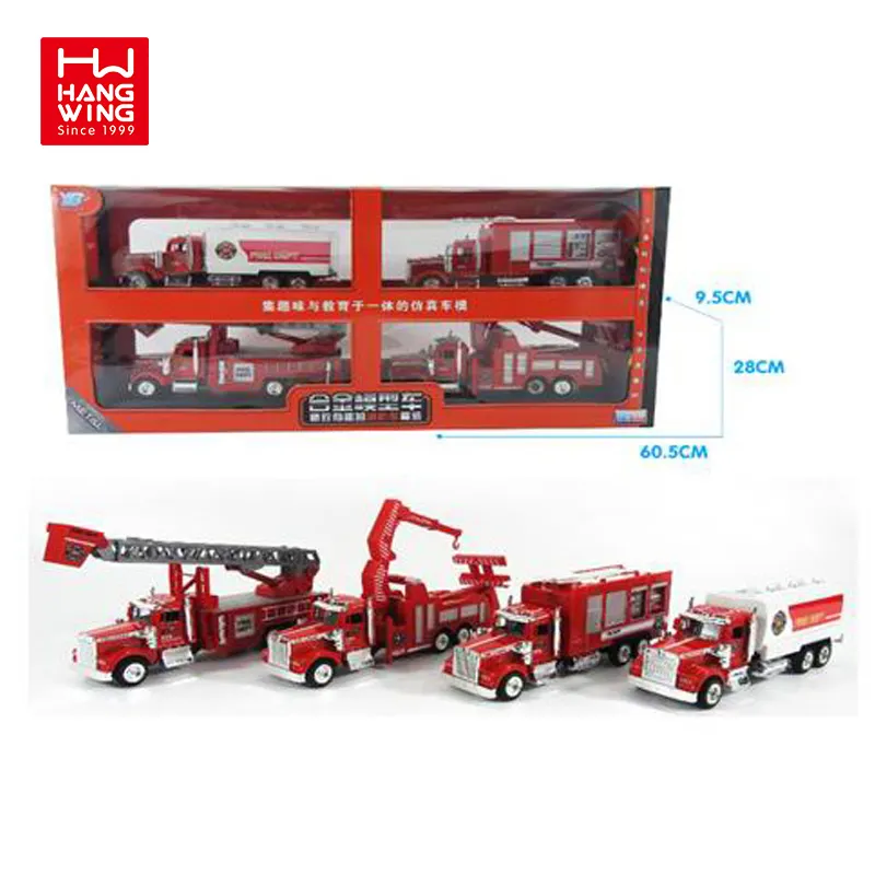 Glijdende Legering Truck-Politie Techniek Brandweer Auto U.s. Hoofd Brandweerwagen 4 Stuks Diecast Speelgoed Voor Kinderen