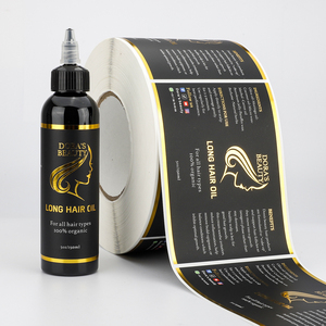 Etichette Adesive Personalizzate per Bottiglie di Olio per Capelli, Rotolo di <span class=keywords><strong>Adesivi</strong></span> Glitterati Dorati <span class=keywords><strong>con</strong></span> <span class=keywords><strong>Logo</strong></span>, Etichette di Lusso Personalizzate - Product Image 1