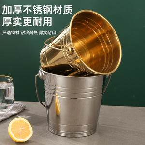 Cubo de Hielo Ecológico de Doble Capa de Acero Inoxidable Chapado en Oro de 6L para Vino Tinto y Cerveza - Suministros para Bares KTV, Marca Fumashi - Product Image 5