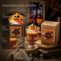 Vela Aromática Personalizada de Halloween en Taza de Vidrio con Diseño de Calabaza y Fantasma, Etiqueta Privada OEM, Regalo Decorativo para las Fiestas