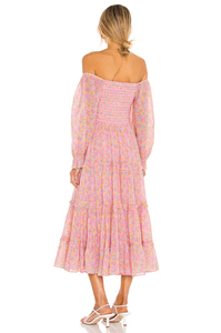 Delle donne di Estate 2021 Chiffon Retro Boho Stampa Floreale del Vestito Casuale Off Spalla Manica Lunga Maxi Vestito - Product Image 4