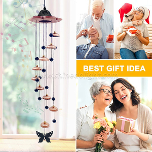 กระดิ่งลมลายผีเสื้อพร้อมกระดิ่ง 9 ตัว กระดิ่งลมลายดอกไม้พร้อมผีเสื้อสำหรับตกแต่งสวน - Product Image 4