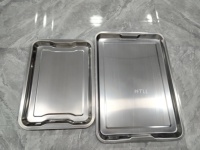 Plateau rectangulaire en acier inoxydable 410, plateau de service en métal, plateau de cuisson pour la cuisine, pour restaurant et usage domestique