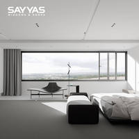 Ventana Corredera de Aluminio Sayyas JE86TS con Diseño Minimalista de Marco Delgado, Vista Panorámica y Panel de Vidrio Grande para Inmobiliarias de Lujo Modernas