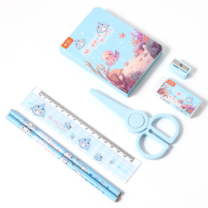 Ensemble de papeterie Minifish 7 pièces Château de rêve et sous-marin, <span class=keywords><strong>fournitures</strong></span> scolaires Kawaii rose bleu <span class=keywords><strong>pastel</strong></span> pour enfants - Product Image 2