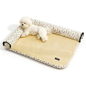 Cuscino Rinfrescante a L per Cani e Gatti, Personalizzabile OEM, Lavabile, Floreale <span class=keywords><strong>Francese</strong></span>, con Cuscino Rimovibile, Antiscivolo, in Rattan, per l'Estate - Product Image 1