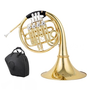 Trompa Francesa Lacada en Oro con Llave en Si Bemol, Cuatro Llaves Divididas, Instrumento de Viento de Madera, Instrumentos Musicales de Banda de Metales - Product Image 3