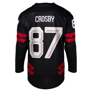Maillot de hockey du Canada 2026 # 97 McDavid # 8 Makar # 29 MacKinnon # 87 Crosby Rouge Noir Blanc Entièrement Brodé - Product Image 4