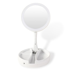 Miroir de maquillage pliable à LED avec logo personnalisé, petit miroir de table de bureau, rechargeable par USB - Product Image 2