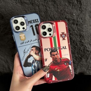 Custodia per telefono anti-impronta antiurto in TPU+PC con stampa UV a fumetti di Cristiano Ronaldo e <span class=keywords><strong>Lionel</strong></span> Messi, alla moda, per appassionati di calcio - Product Image 2