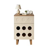Meuble de chambre à coucher en bois assemblé moderne, table de chevet à design sculpté circulaire, 1 tiroir, 1 porte, pour appartement, hôtel, hôpital