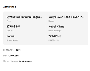 Ambroxide/Ambroxan en Polvo 99% Puro, Fijador de Perfume, Materia Prima para Uso en Fragancias y Aromas - Product Image 6