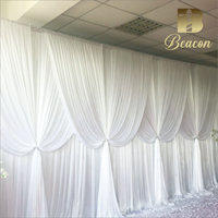 Rideaux croisés de couleur populaire rideau de scène de toile de fond de mur de mariage à Double couche avec cadre de support pour les décorations de fête d'événement