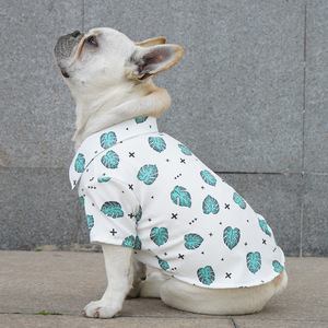 <b>Pug</b> French Bulldog Hawaiian Style Shirt Thin Summer Dog <b>Clothes</b> Alligator Banana Leaves Pattern Casual Pet Apparel - Product Image 3