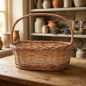 Oval Shape Handmade Bamboo Fruit Basket Rounded Handle Eco-friendly Feng Shui Polished <b>Wood</b> Finish Tableware Love Theme Home - Product Image 2