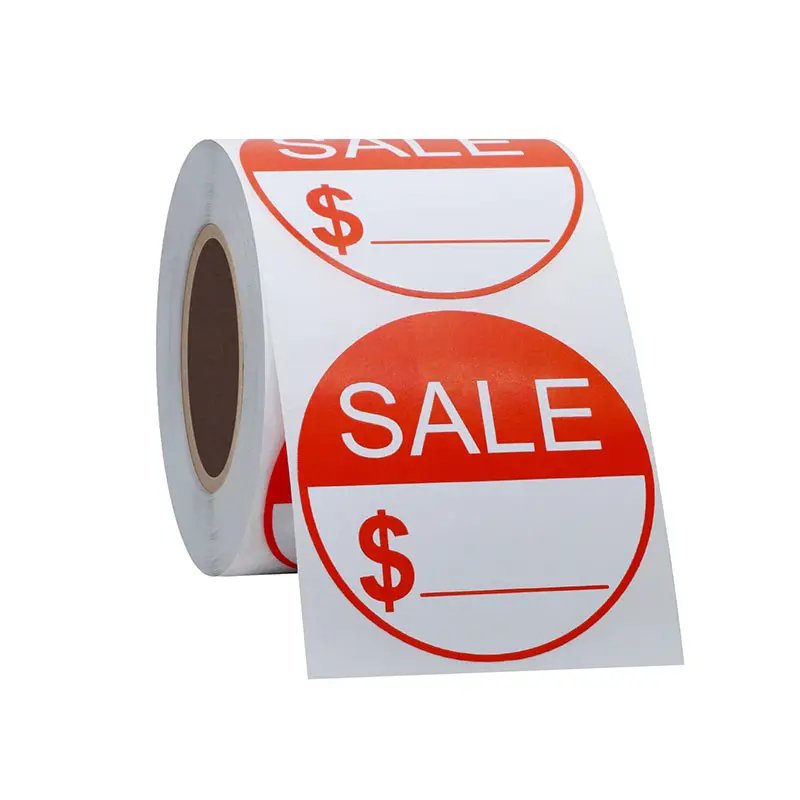 Label bulat Label harga penjualan merekat sendiri stiker diskon dolar Label harga untuk toko ritel garasi obral halaman
