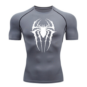 T-shirts de compression à manches courtes pour hommes, imprimé araignée, soutien musculaire, respirants, séchage rapide, ajustés pour le yoga et le cyclisme - Product Image 2