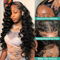 Perruque Lace Front HD Transparente en Cheveux Humains Brésiliens Vierges de Haute Qualité 100% Naturels, Ondulation Profonde Lâche, Sans Colle 13x6