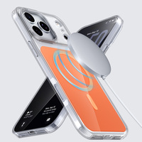 Coque Magnétique Transparente Couleur Orange Originale pour iPhone 18 17 Pro Max 17 Air 17 Pro, Housse Rigide Antichoc Mate Compatible Charge Sans Fil