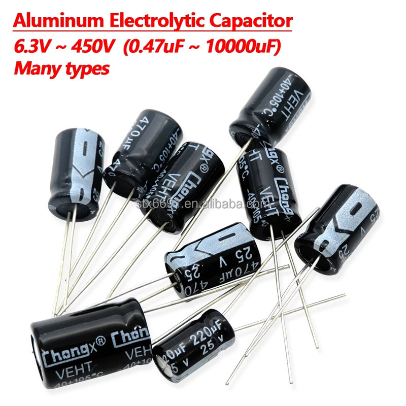 Condensador De Aluminio De 6,3 V, 10V, 16V, 25V, 35V, 50V, 63V, 100V