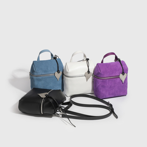 Custom Logo <b>Soft</b> Solid Color Suede <b>Leather</b> Zipper Crossbody <b>Bag</b> New Suede Women's Shoulder <b>Bag</b> Genuine <b>Leather</b> Cross body <b>bag</b> - Product Image 1