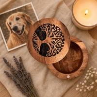 Boîte commémorative personnalisée en bois biodégradable pour animaux de compagnie, sculptée en forme d'arbre de vie, avec fermeture magnétique, pour fournitures funéraires d'animaux – Vente en gros