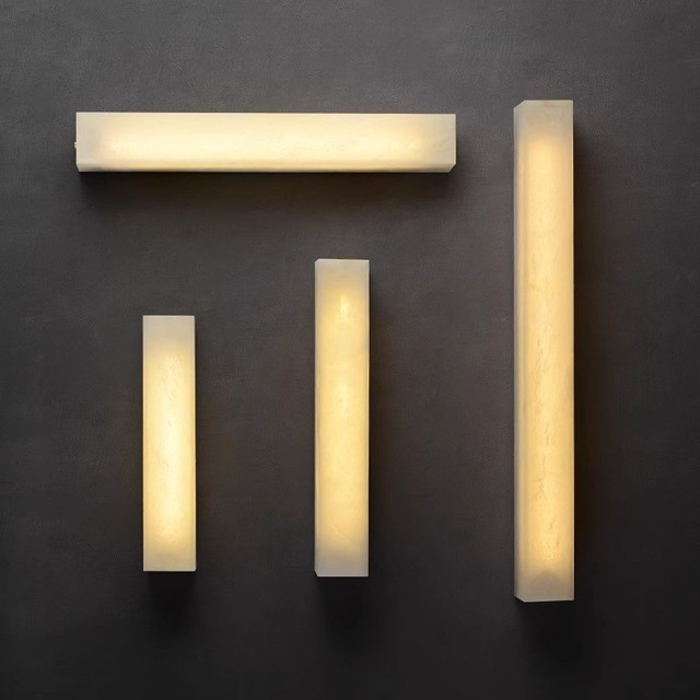 JACKSUN Modern Minimalist Marble Wall Lamp Full Copper Alabaster Strip LED Lighting for Bedroom Headboard Background Wall Decor