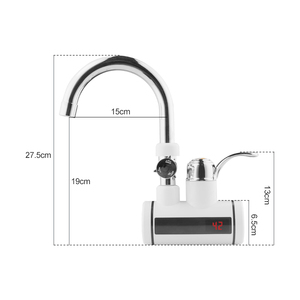 Robinet chauffe-eau électrique à col de cygne pour cuisine avec douchette, affichage LED, blanc chromé, robinet d'eau chaude instantanée sans réservoir - Product Image 5