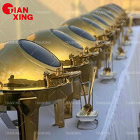 Equipos de restaurante de lujo Calentador de alimentos de buffet de 6.0L Plato de frotamiento de plata y oro Plato de frotamiento redondo para catering