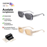 Lunettes de soleil rectangulaires en acétate épais avec logo personnalisé, protection UV400 TAC, style rétro Y2K, unisexe, vente en gros