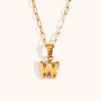 Nueva llegada Simple 18K chapado en oro Color papel Clip cadena colgante globo 26 nombre inicial personalizado burbuja letra collar