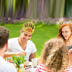 Abito corona spagnola carta oro e bianco carta per bambini cappello per compleanno festa di compleanno per adulti - Product Image 2