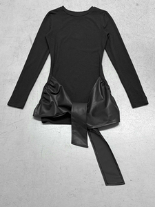 Robe tendance style féminin ultra-tendance, imprimé numérique uni, lavable, avec détail de nouage sur le devant, silhouette crayon, taille naturelle - Product Image 2