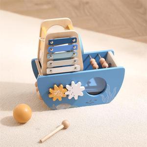 Juguete Educativo de Madera 5 en 1, Arca de <span class=keywords><strong>No</strong></span>é con Perlas Oceánicas, Juguete Multifuncional para Niños, Pista de Bolas de Barco Pirata - Product Image 4