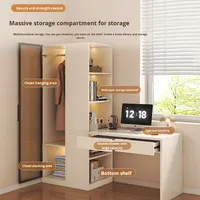 Bureau d'ordinateur d'angle simple et moderne avec étagère intégrée pour la maison combinaison de garde-robe de chambre d'étudiant pour le rangement de l'écriture