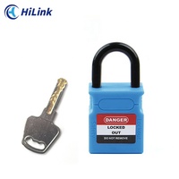 Cadenas de sécurité industriel HiLink LOTO à corps bleu, à clé, durable, non conducteur, avec anse en nylon pour révision d'équipement industriel