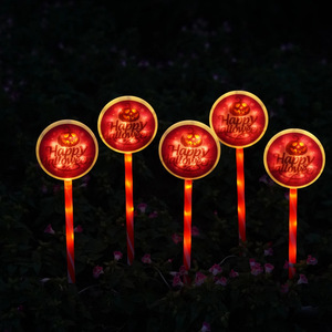 Lampes solaires d'Halloween à piquet de sol IP65, décorations de jardin LED étanches avec tubes transparents colorés, fantômes, citrouilles et crânes - Product Image 5
