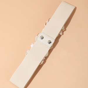 Ingrosso nuovo Fashion Designer decorativo <span class=keywords><strong>Beige</strong></span> fiori <span class=keywords><strong>donna</strong></span> tessuto <span class=keywords><strong>cintura</strong></span> elastico da <span class=keywords><strong>donna</strong></span> cinture da <span class=keywords><strong>donna</strong></span> - Product Image 5