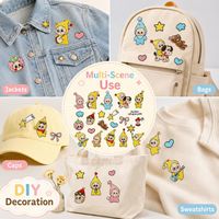 Patchs brodés thermocollants et à coudre Kawaii pour bébé, à motifs Tambour, Guitare, Étoile, Baguette, Chien, Nuage, Pomme, pour combinaisons à capuche