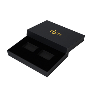 Hộp đen lá vàng Logo nắp và cơ sở Hộp quà tặng giấy gói hộp với EVA đổ xô chèn - Product Image 1