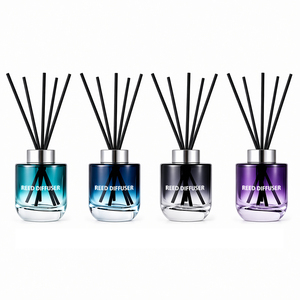 Diffuseur de parfum personnalisé de luxe 150 ml, flacon en verre dégradé noir, violet, vert, bleu, décoration d'intérieur, ensemble de diffuseurs à bâtonnets - Product Image 5