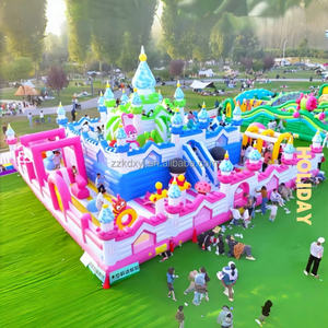 Terrain de jeux extérieur massif gonfler parc à thème nouveau Design enfants coloré lapin trampoline avec toboggan combinaison château plein d'entrain - Product Image 1