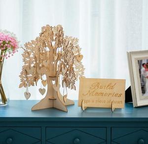 Unique <strong>Wedding</strong> Guest <strong>Book</strong> Alternative Rustic Guest <strong>Registry</strong> Wood Tree Frame Drop Box Guest <strong>Books</strong> with 50pcs Wooden Hearts - Product Image 4