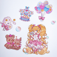 Promosi Die Cut PVC vinil Custom stiker Logo kemasan tahan air lucu Anime kartun stiker paket dalam tas OPP untuk iklan