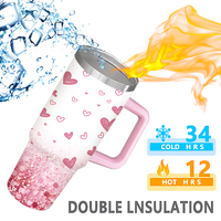 Gobelet personnalisé de 30 oz avec paillettes roses en forme de cœur, tasse en acier inoxydable isolée aux UV, stock américain, livraison gratuite, cadeau idéal pour les femmes et les filles