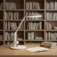 Lampe de bureau LED simple et contemporaine avec éclairage latéral en ABS, flexible, rotative, à intensité variable en continu, pour lecture, bureaux et études